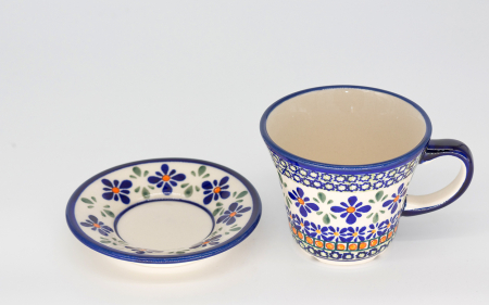 Ceasca pentru cafea cu farfurie Joy, ceramica smaltuita, pictata manual, 240 ml [3]