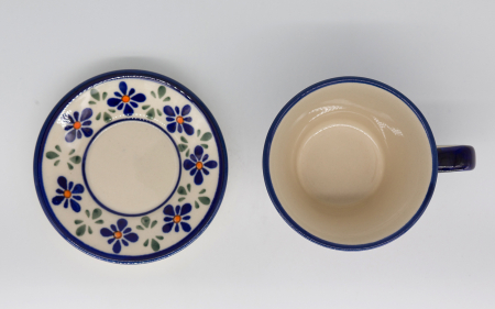 Ceasca pentru cafea cu farfurie Joy, ceramica smaltuita, pictata manual, 240 ml [1]