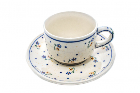 Ceasca pentru cafea cu farfurie Little Flowers, ceramica smaltuita, pictata manual, 210 ml [2]