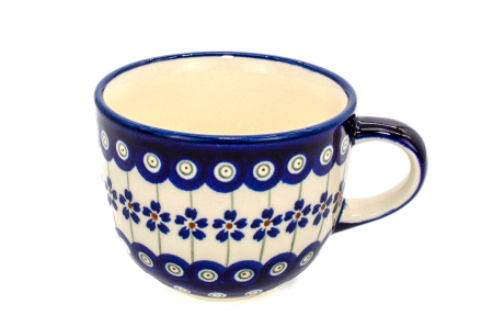 Ceasca pentru cafea Floral Peacock, ceramica smaltuita, pictata manual, 350 ml [1]