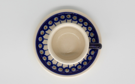 Ceasca pentru espresso cu farfurie Peacock Eyes, ceramica smaltuita, pictata manual, 40 ml [3]