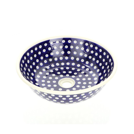 Chiuveta rotunda Blue Eyes, ceramica smaltuita, pictata manual, diametru 43,0 cm [0]