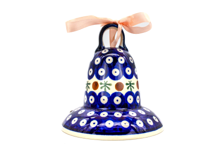 Accesorii decorative ceramica - Clopotel din ceramica Blue Eyes Festive, ceramica smaltuita, pictata manual, 11,4 cm