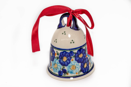Clopotel din ceramica Blue Poppies, ceramica smaltuita, pictata manual, 10,0 cm [1]
