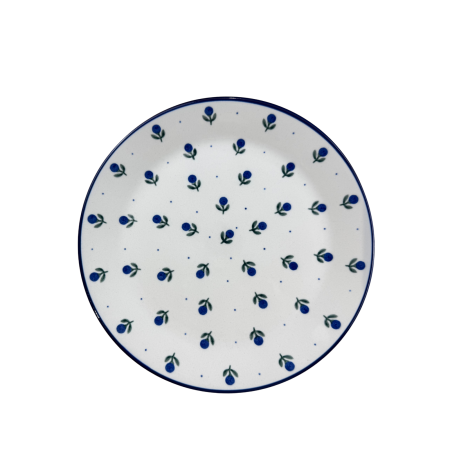 Colectia Blue Spring - Farfurie Blue Spring, ceramica smaltuita, pictata manual, diametru 19,0 cm