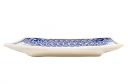 Farfurie desert, Forget me nots ceramica smaltuita, dreptunghiulara, intinsa , pictata manual, 22,0 x 15,0 cm [5]