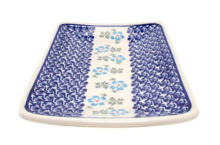 Farfurie desert, Forget me nots ceramica smaltuita, dreptunghiulara, intinsa , pictata manual, 22,0 x 15,0 cm [2]