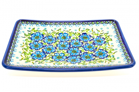 Farfurie desert, Blue Euphoria, ceramica smaltuita, dreptunghiulara, intinsa , pictata manual, 22,0 x 15,0 cm [2]