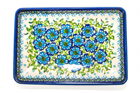 Farfurie desert, Blue Euphoria, ceramica smaltuita, dreptunghiulara, intinsa , pictata manual, 22,0 x 15,0 cm [1]