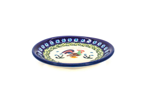 Farfurie dulceata, rotunda  Vintage Rooster, ceramica smaltuita, pictata manual, 11,6 cm [1]