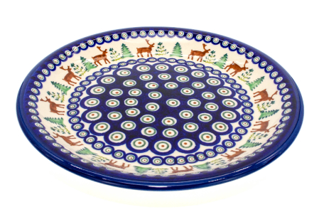 Farfurie intinsa, rotunda, Reindeer, ceramica smaltuita, pictata manual, 24,0 cm