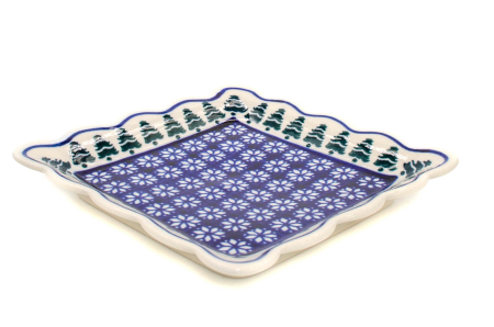 Farfurie patrata Christmas Tree, ceramica smaltuita, pictata manual, 16,4 x 16,4 cm [1]