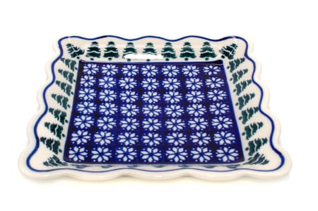 Farfurie patrata Christmas Tree, ceramica smaltuita, pictata manual, 16,4 x 16,4 cm [2]