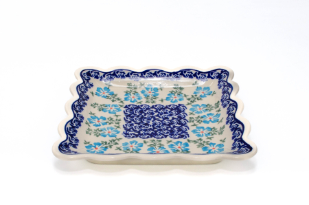 Farfurie patrata Forget-me-nots, ceramica smaltuita, pictata manual, 16,4 x 16,4 cm [1]