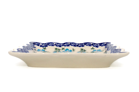 Farfurie patrata Forget-me-nots, ceramica smaltuita, pictata manual, 16,4 x 16,4 cm [2]