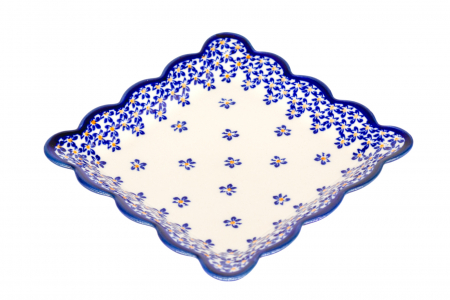 Farfurie patrata mica Blue Field, ceramica smaltuita, pictata manual, 16,4 x 16,4 cm [0]