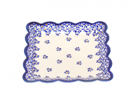 Farfurie patrata mica Blue Field, ceramica smaltuita, pictata manual, 16,4 x 16,4 cm [2]