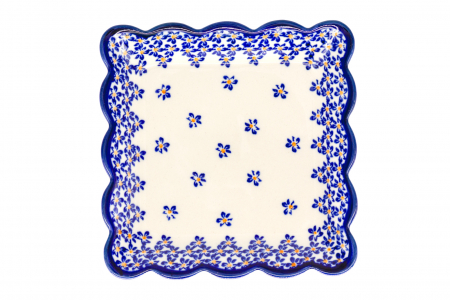 Farfurie patrata mica Blue Field, ceramica smaltuita, pictata manual, 16,4 x 16,4 cm [1]