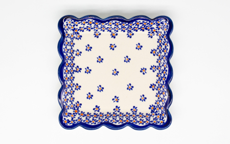 Farfurie patrata mica Blue Field, ceramica smaltuita, pictata manual, 16,4 x 16,4 cm [4]