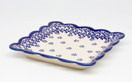 Farfurie patrata mica Blue Field, ceramica smaltuita, pictata manual, 16,4 x 16,4 cm [1]