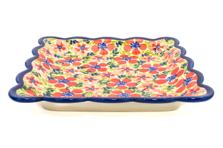 Farfurie patrata mica Fire Poppies, ceramica smaltuita, pictata manual, 16,4 x 16,4 cm [2]