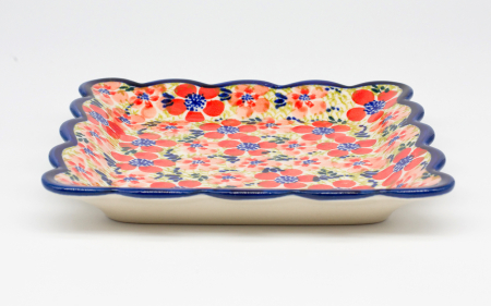 Farfurie patrata mica Fire Poppies, ceramica smaltuita, pictata manual, 16,4 x 16,4 cm [1]