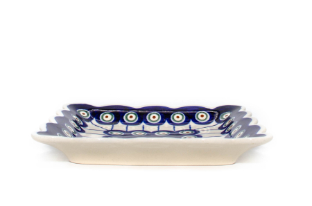 Farfurie patrata Peacock Eyes, ceramica smaltuita, pictata manual, 16,4 x 16,4 cm [3]