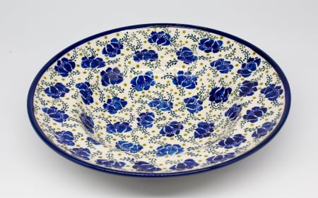 Farfurie rotunda adanca Blue and Green, ceramica smaltuita, pictata manual, 28,5 cm [1]