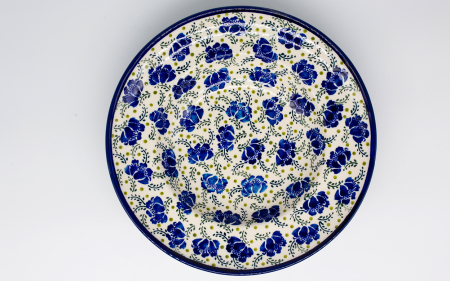 Farfurie rotunda adanca Blue and Green, ceramica smaltuita, pictata manual, 28,5 cm [0]