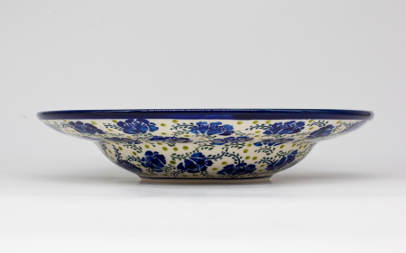 Farfurie rotunda adanca Blue and Green, ceramica smaltuita, pictata manual, 28,5 cm [2]