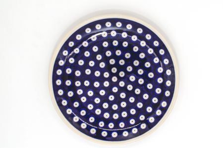Farfurie rotunda intinsa Blue Eyes, ceramica smaltuita, pictata manual, 19,5 cm