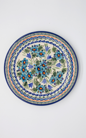 Farfurie rotunda intinsa Evangeline, ceramica smaltuita, pictata manual 27,2 cm [0]