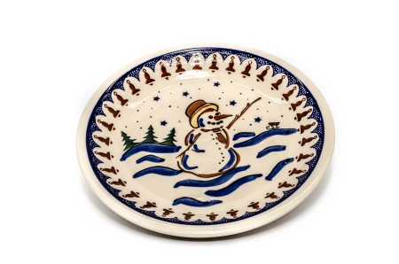 Farfurie rotunda intinsa Frosty Snowman, ceramica smaltuita, pictata manual, 24,0 cm [2]
