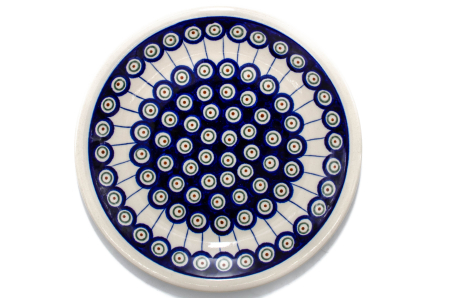 Farfurie rotunda intinsa Peacock Eyes, ceramica smaltuita, pictata manual, 24,0 cm [0]