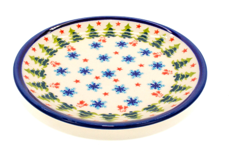 Farfurie rotunda intinsa Winterland, ceramica smaltuita, pictata manual, 19,5 cm