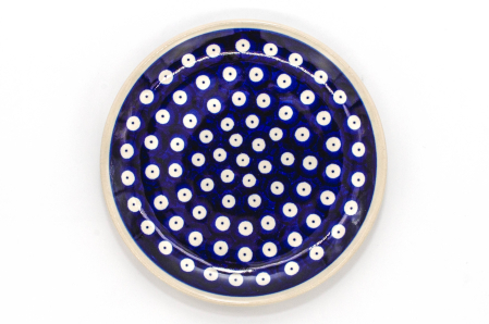 Farfurie rotunda mica Blue Eyes, ceramica smaltuita, pictata manual, 16,0 cm