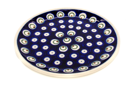 Colectia Blue Peacock Eyes - Farfurie rotunda mica Blue Peacock Eyes, ceramica smaltuita, pictata manual, 16,0 cm
