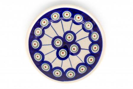 Reduceri - Farfurie rotunda mica Peacock Eyes, din ceramica smaltuita, pictata manual, 11,6 cm