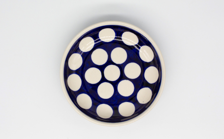 Reduceri - Farfurie rotunda mica White Dots, ceramica smaltuita, pictata manual, 15,8 cm