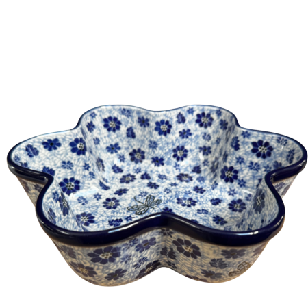 Noutăți. - Formă de copt in forma de floare pentru paine / chifle pufoase/ tort /pasca  , Butterfly Dance, ceramica smaltuita, pictat manual, diametru 24,0cm