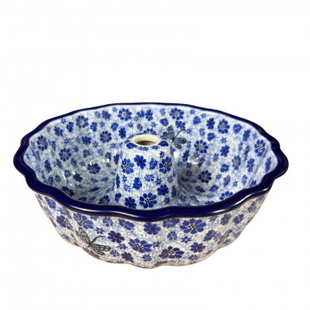 Forma de copt Panettone, Butterfly Dance, ceramica smaltuita, pictat manual, diametru 27cm [3]