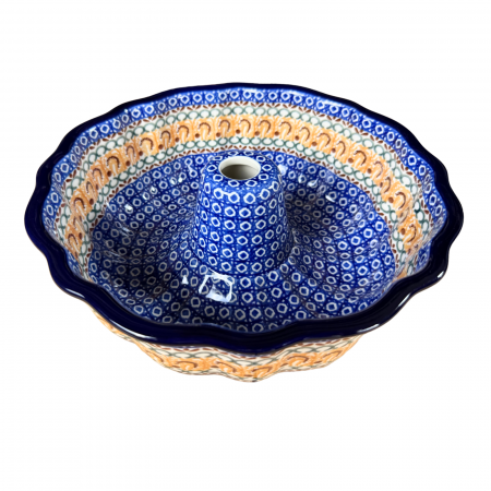 Tavi de copt - Forma de copt Panettone, Morning Sunrise, ceramica smaltuita, pictat manual, diametru 27cm