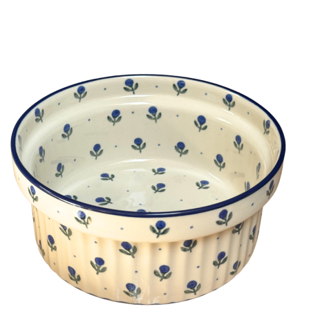 Formă pentru sufleu / vas ramekin , Blue Spring, ceramica smaltuita, pictat manual, diametru 20,5cm [1]