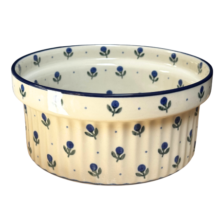 Formă pentru sufleu / vas ramekin , Blue Spring, ceramica smaltuita, pictat manual, diametru 20,5cm [2]