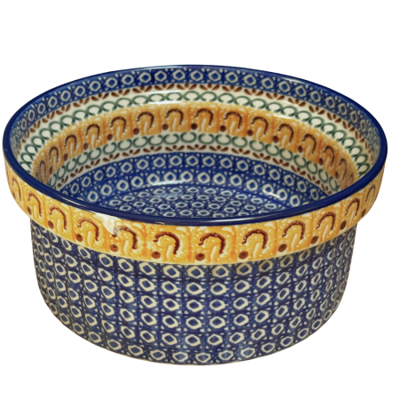 Tavi de copt - Formă pentru sufleu / vas ramekin , Morning Sunrise, ceramica smaltuita, pictat manual, diametru 20,5cm