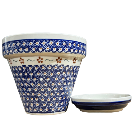 Ghiveci cu farfurie  Flowery ceramica smaltuita, pictat manual [3]