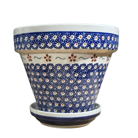 Noutăți. - Ghiveci cu farfurie  Flowery ceramica smaltuita, pictat manual