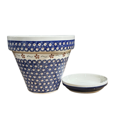 Ghiveci cu farfurie  Flowery ceramica smaltuita, pictat manual [1]