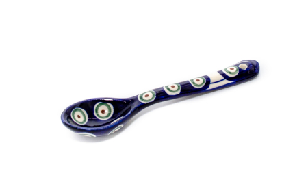 Lingura pentru sos, Peacock Eyes ceramica smaltuita, pictata manual, 15,5 x3,6 cm [0]