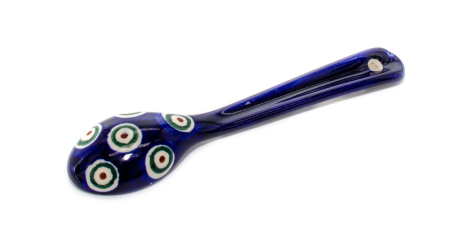 Lingura pentru sos, Peacock Eyes ceramica smaltuita, pictata manual, 15,5 x3,6 cm [1]